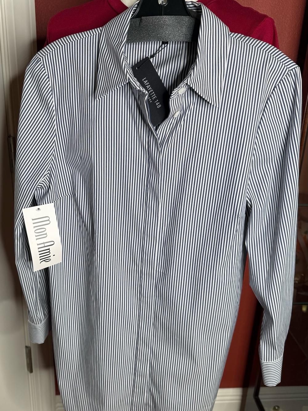 Layfayette Navy  and White Striped blouse S New with Tags